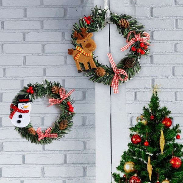 2 PCS Christmas Ordinary Decorative Christmas Snowman PVC Small Wreath Ornament (Bear) - Image 4