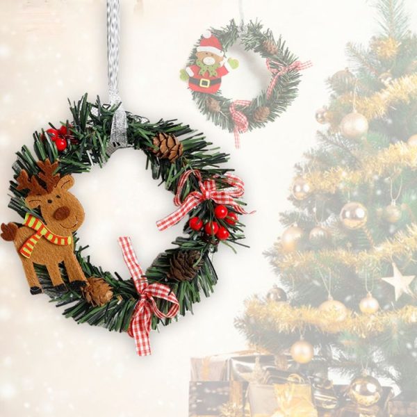 2 PCS Christmas Ordinary Decorative Christmas Snowman PVC Small Wreath Ornament (Bear) - Image 5