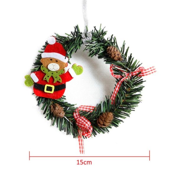 2 PCS Christmas Ordinary Decorative Christmas Snowman PVC Small Wreath Ornament (Bear) - Image 6