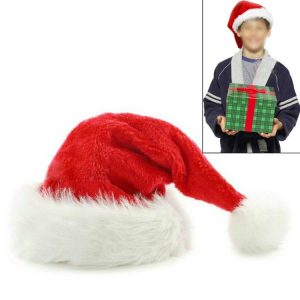 Dense Velvet Plush Christmas Hats Christmas Holiday Christmas Cap for Santa Claus (Red)