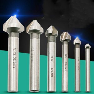 6 In 1 90 Degree Three-edge Chamfering Knife Woodworking Milling Cutter Chamfering Machine Hole Opener, Package: Plastic Bag (White Diamond)