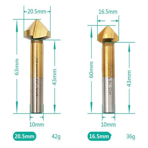 6 In 1 90 Degree Three-edge Chamfering Knife Woodworking Milling Cutter Chamfering Machine Hole Opener, Package: Plastic Bag (White Diamond) - Image 5