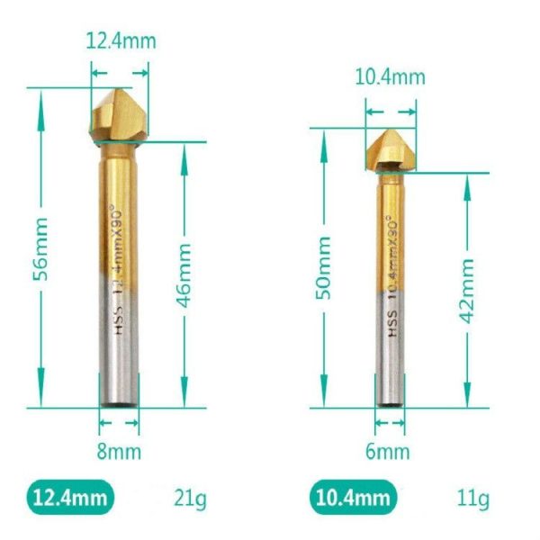 6 In 1 90 Degree Three-edge Chamfering Knife Woodworking Milling Cutter Chamfering Machine Hole Opener, Package: Plastic Bag (White Diamond) - Image 6