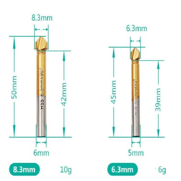 6 In 1 90 Degree Three-edge Chamfering Knife Woodworking Milling Cutter Chamfering Machine Hole Opener, Package: Plastic Bag (White Diamond) - Image 7