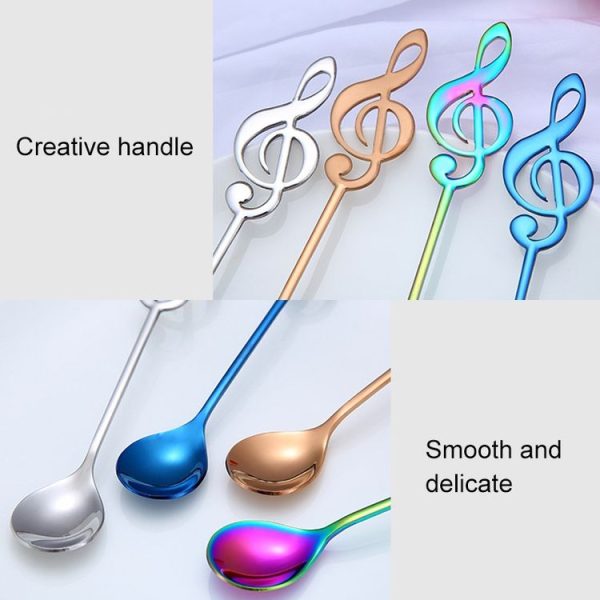 Creative Musical Note Spoon Coffee Stirring Scoop Stainless Steel Titanium Music Bar Spoon Gift Spoon (Purple) - Image 3