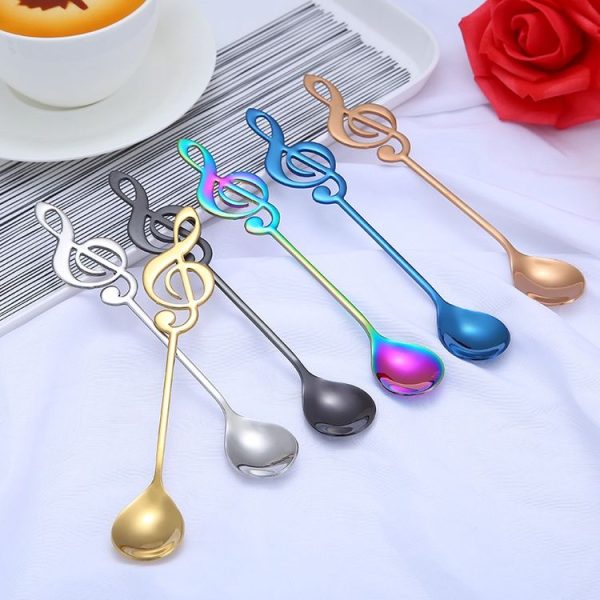 Creative Musical Note Spoon Coffee Stirring Scoop Stainless Steel Titanium Music Bar Spoon Gift Spoon (Purple) - Image 4