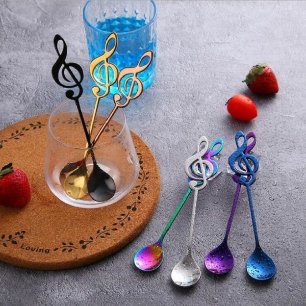Creative Musical Note Spoon Coffee Stirring Scoop Stainless Steel Titanium Music Bar Spoon Gift Spoon (Purple) - Image 6