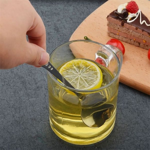 2 PCS Stainless Steel Spoon Portable Metal Coffee Teaspoon Creative Love Heart Shaped Wedding Party Gift Dinnerware, Color: Silver Single Hole Love - Image 6