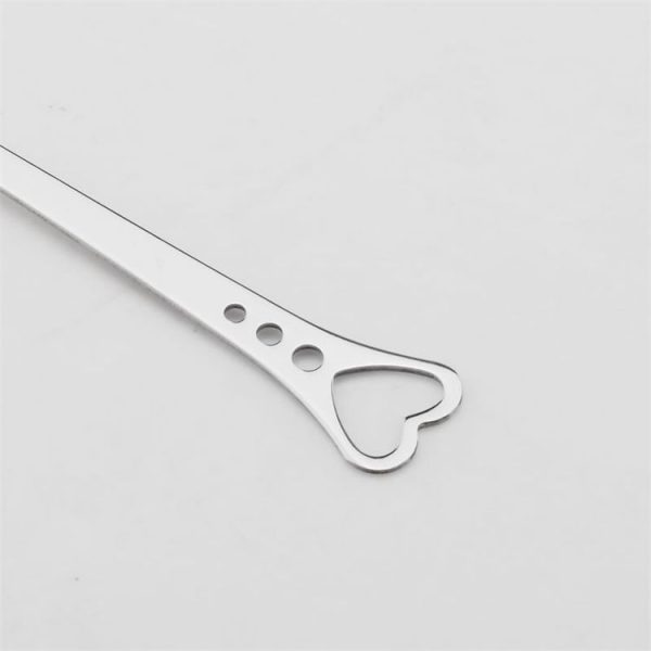 2 PCS Stainless Steel Spoon Portable Metal Coffee Teaspoon Creative Love Heart Shaped Wedding Party Gift Dinnerware, Color: Rose Gold Porous Love - Image 4