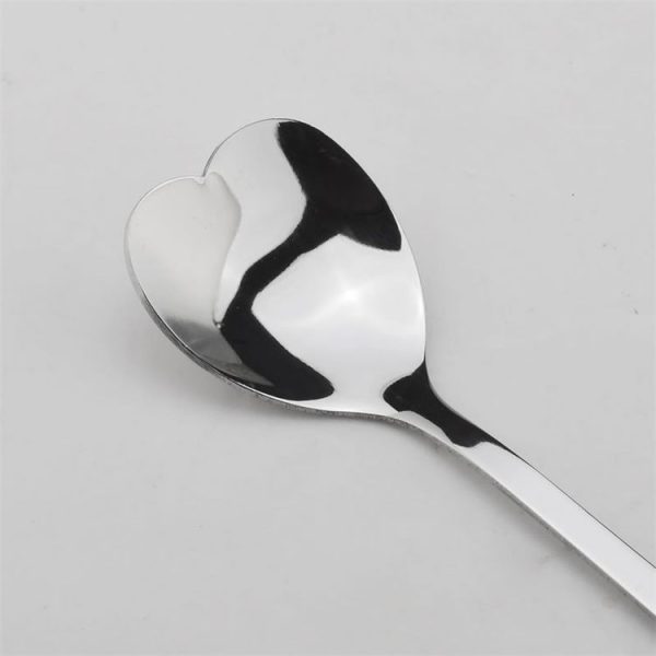 2 PCS Stainless Steel Spoon Portable Metal Coffee Teaspoon Creative Love Heart Shaped Wedding Party Gift Dinnerware, Color: Rose Gold Porous Love - Image 5