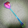 2 PCS Stainless Steel Spoon Portable Metal Coffee Teaspoon Creative Love Heart Shaped Wedding Party Gift Dinnerware, Color: Colorful Porous Love