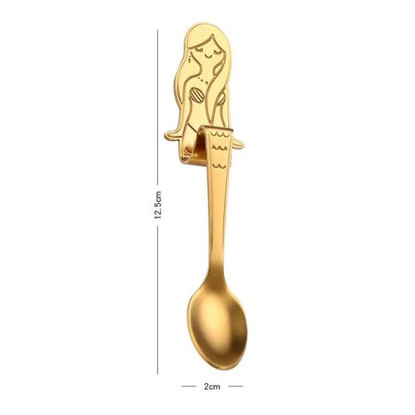 Creative Coffee Spoon Mermaid Shape Handle Spoons Flatware Drinking Tools, Color: Gold - Image 2