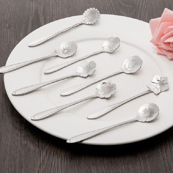 3 PCS Stainless Steel Household Creative Flower Spoon Coffee Stirring Spoon, Style: Plum Flower Spoon - Image 3