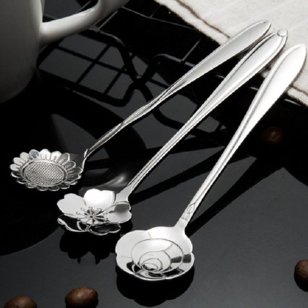 3 PCS Stainless Steel Household Creative Flower Spoon Coffee Stirring Spoon, Style: Plum Flower Spoon - Image 4