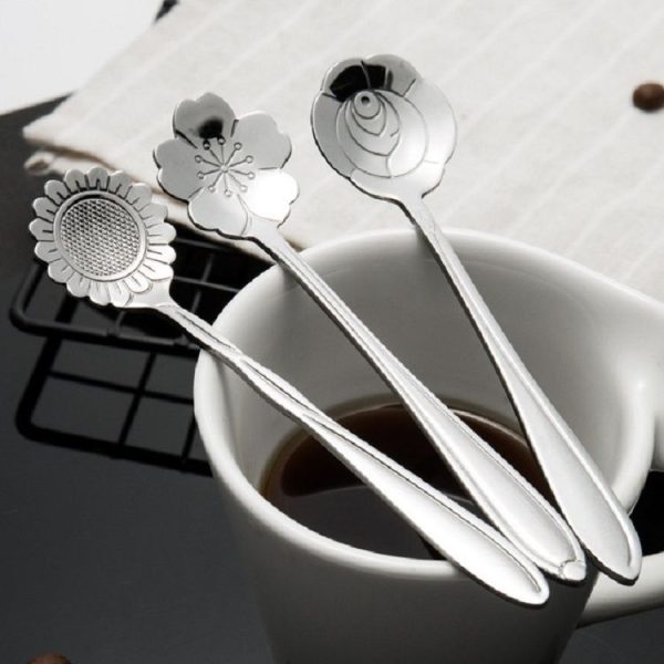 3 PCS Stainless Steel Household Creative Flower Spoon Coffee Stirring Spoon, Style: Plum Flower Spoon - Image 5