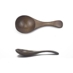 Log Short Handle Wide Mouth Milk Powder Spoon Wooden Seasoning Tea Spoon, Style: B