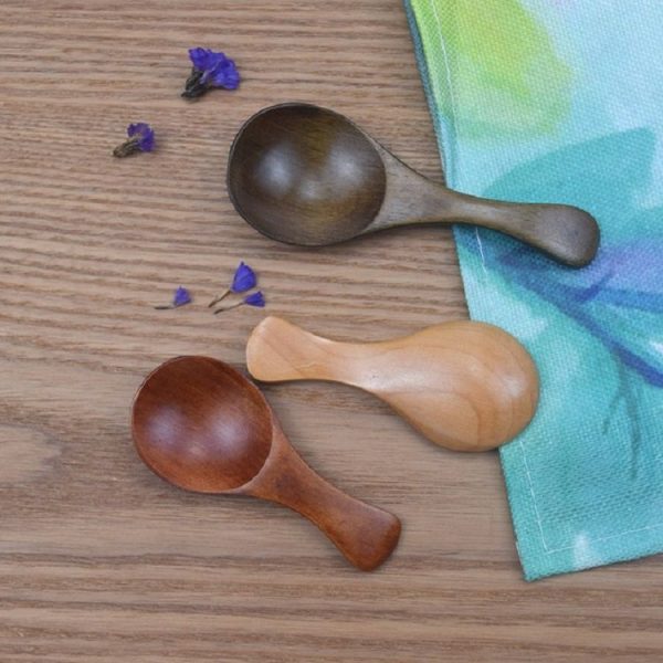 Log Short Handle Wide Mouth Milk Powder Spoon Wooden Seasoning Tea Spoon, Style: B - Image 3