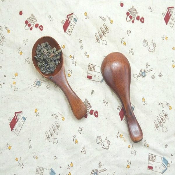 Log Short Handle Wide Mouth Milk Powder Spoon Wooden Seasoning Tea Spoon, Style: B - Image 5