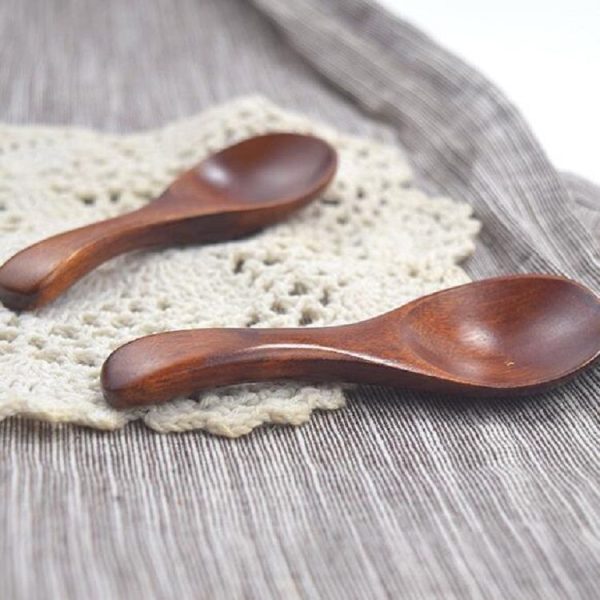Log Short Handle Wide Mouth Milk Powder Spoon Wooden Seasoning Tea Spoon, Style: B - Image 6
