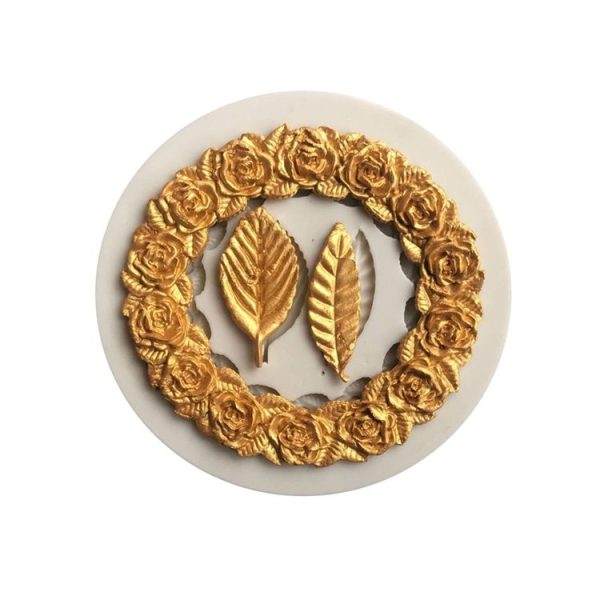 2 PCS Rose Garland Rose Leaf Silicone Fondant Mold Cake Edging Decoration Tool Baking Glue Mold (Gray) - Image 3