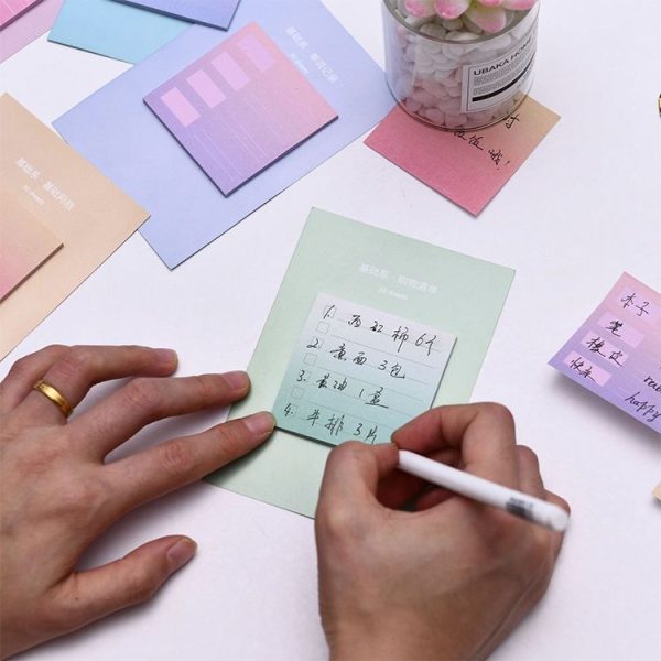 8 PCS Rainbow Gradient Memo Pad Paper Sticky Notes Notepad Stationery Study plan - Image 10