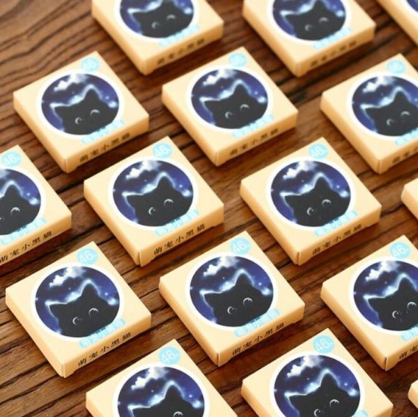 5 PCS Cute Little Black Cat Boxed Stickers Stickers DIY Hand Account Stickers - Image 5