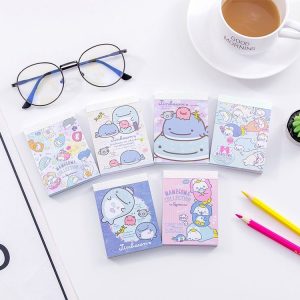 4 PCS Cute Cartoon Ocean Whale Memo Pad N Times Sticky Notes Memo Notepad Bookmark Gift Stationery, Random Style Delivery
