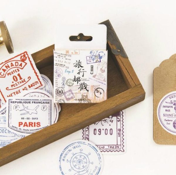 5 PCS Travel Postmark Handwritten Photo Album Decorative Sticker Sealing Sticker