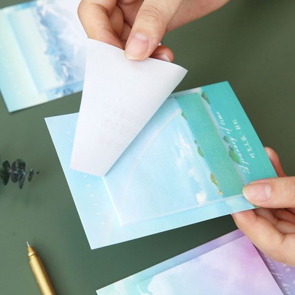 2 PCS Colored Clouds Landscape Student Memo Pad Planner Sticky Note Paper Sticker Stationery (Rainbow) - Image 5
