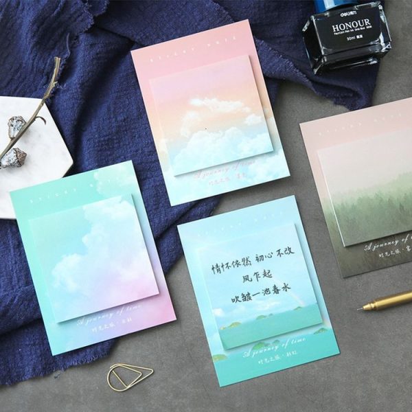 2 PCS Colored Clouds Landscape Student Memo Pad Planner Sticky Note Paper Sticker Stationery (Rainbow) - Image 6
