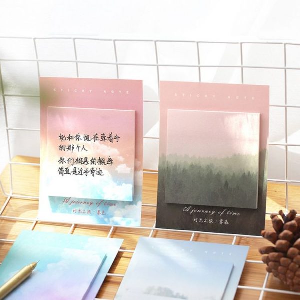 2 PCS Colored Clouds Landscape Student Memo Pad Planner Sticky Note Paper Sticker Stationery (Rainbow) - Image 7