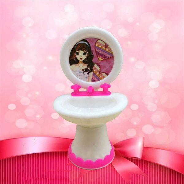 3 PCS Doll House Plastic Accessories Set Wash Basin Toilet - Image 2