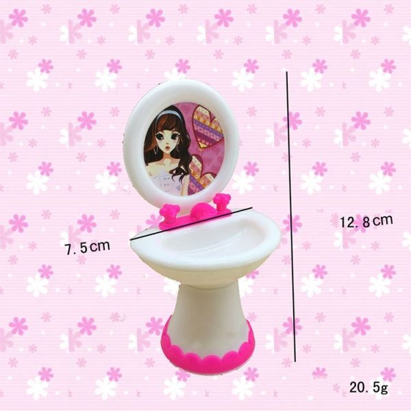 3 PCS Doll House Plastic Accessories Set Wash Basin Toilet - Image 4