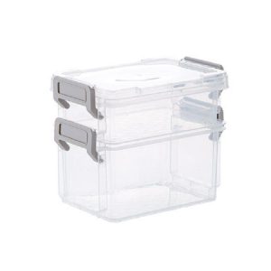 Desktop Transparent Covered Storage Box Sundries Organizing Storage Box, Layer: Two Layers (Gray)