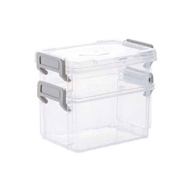 Desktop Transparent Covered Storage Box Sundries Organizing Storage Box, Layer: Two Layers (Gray) - Image 2
