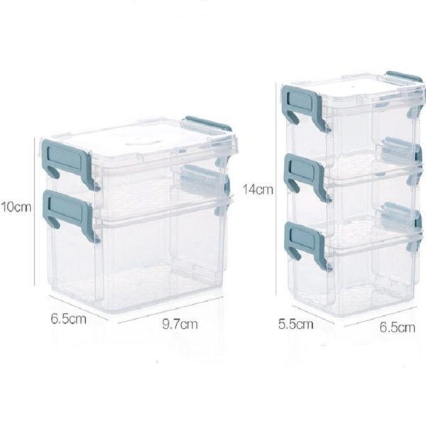 Desktop Transparent Covered Storage Box Sundries Organizing Storage Box, Layer: Two Layers (Gray) - Image 3