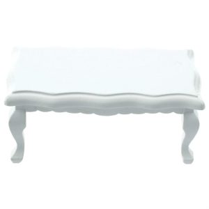 3 PCS 1 / 12 Toy House Miniature Furniture Wavy Side Wooden Coffee Table (White)