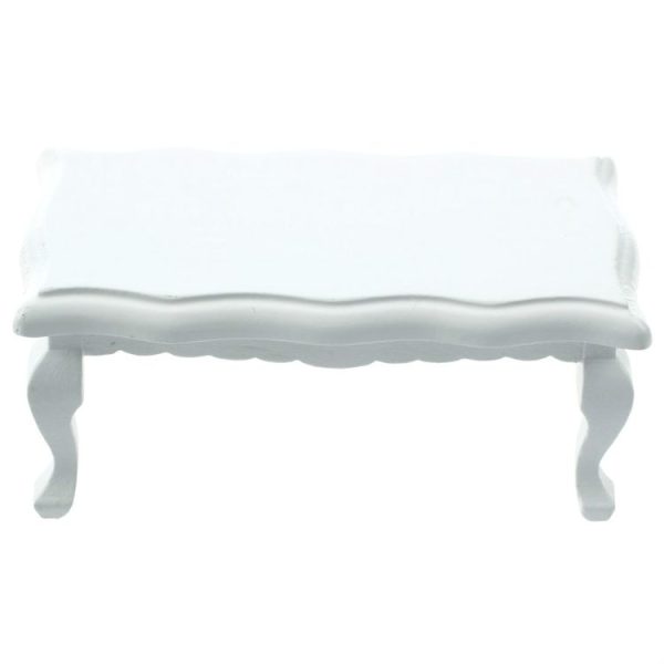 3 PCS 1 / 12 Toy House Miniature Furniture Wavy Side Wooden Coffee Table (White)