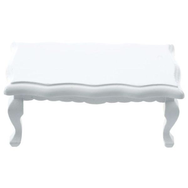 3 PCS 1 / 12 Toy House Miniature Furniture Wavy Side Wooden Coffee Table (White) - Image 2