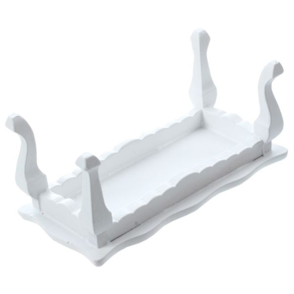 3 PCS 1 / 12 Toy House Miniature Furniture Wavy Side Wooden Coffee Table (White) - Image 3