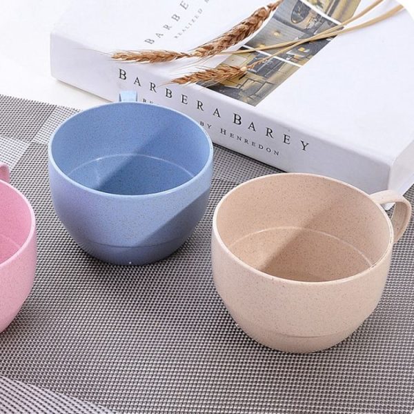 Wheat Straw Coffee Cup Tea Milk Breakfast Cups (Beige) - Image 3