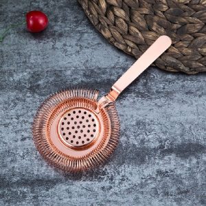 Stainless Steel Bartender Ice Filter Ice Trap Cocktail Strainer, Color: Rose Gold