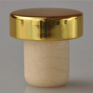 Polymer Wine Stopper Cork Oak Stoppers with Metal Iron Cover, Color: Golden