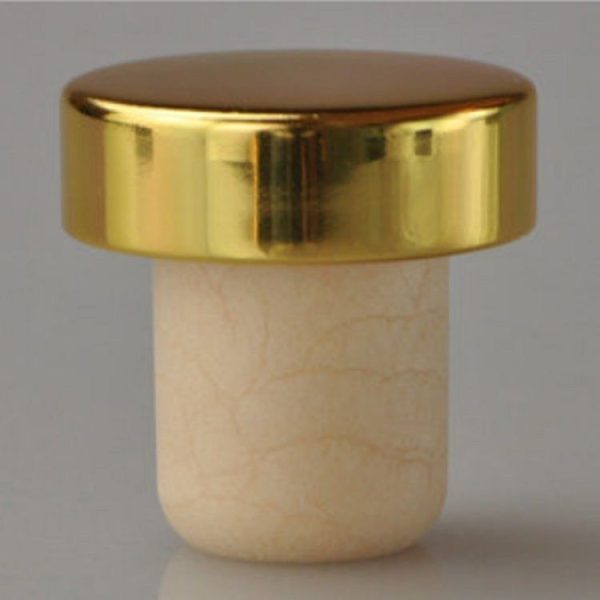 Polymer Wine Stopper Cork Oak Stoppers with Metal Iron Cover, Color: Golden - Image 2