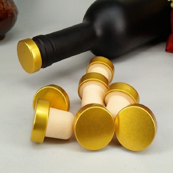 Polymer Wine Stopper Cork Oak Stoppers with Metal Iron Cover, Color: Golden - Image 4