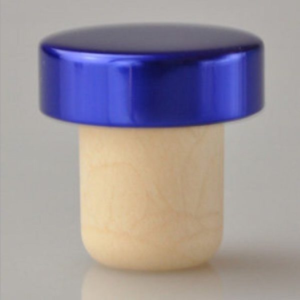 Polymer Wine Stopper Cork Oak Stoppers with Metal Iron Cover, Color: Blue - Image 2