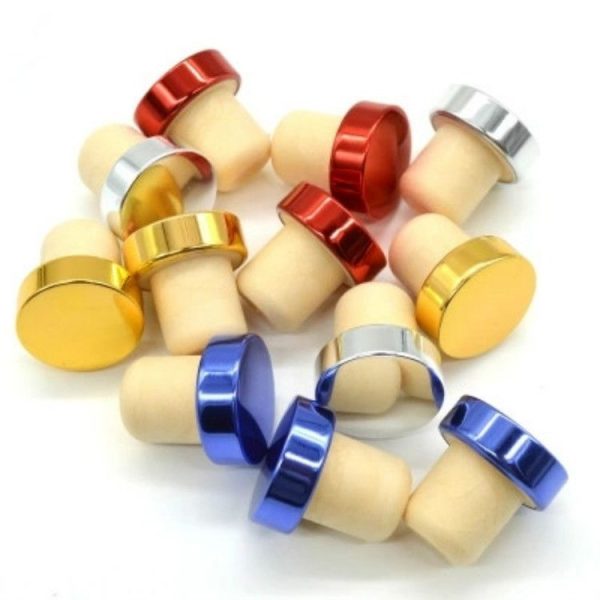 Polymer Wine Stopper Cork Oak Stoppers with Metal Iron Cover, Color: Blue - Image 5