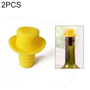Silica Gel Top Hat Fresh Wine Corks Cruet Red Wine Stopper (Yellow)