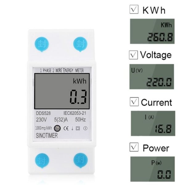 DDS528 5-32A 230V 50Hz Single-phase Household DIN Rail Electronic Multi-function Energy Meter - Image 2
