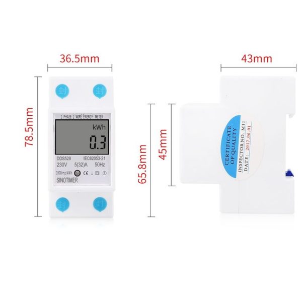 DDS528 5-32A 230V 50Hz Single-phase Household DIN Rail Electronic Multi-function Energy Meter - Image 5